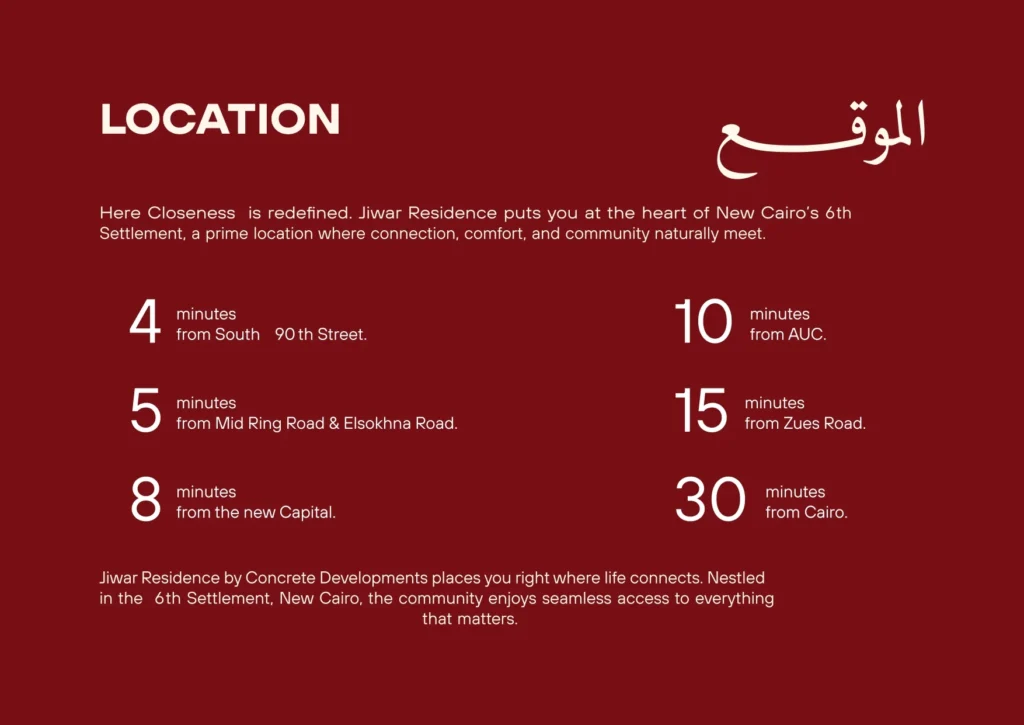 مميزات موقع كمبوند جوار Jiwar Compound
