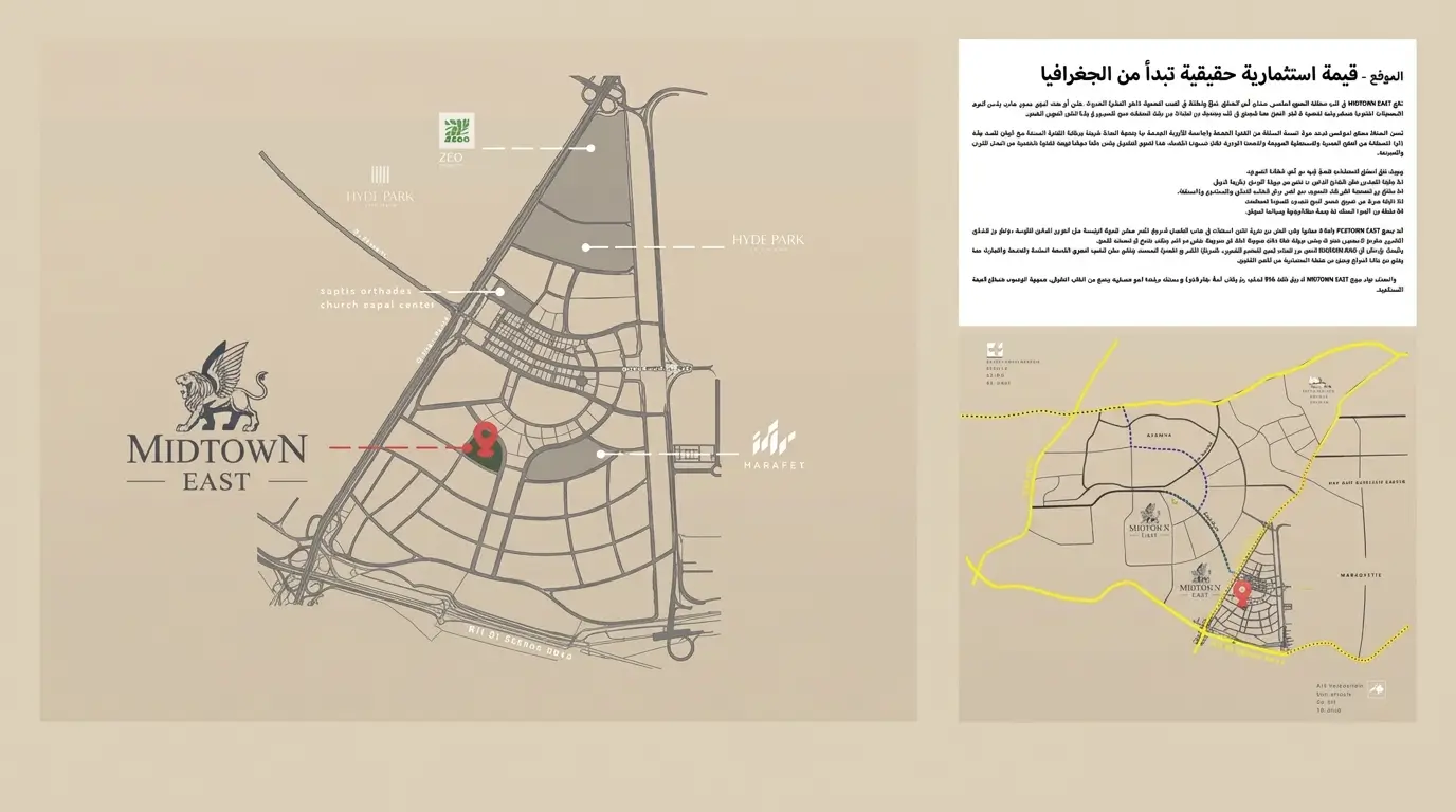 موقع كمبوند ميدتاون إيست التجمع السادس