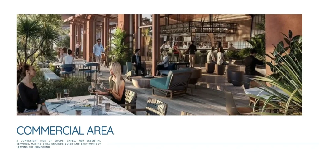 المنطقة التجارية في كمبوند الباتيو ريفا El Patio Riva التجمع السادس